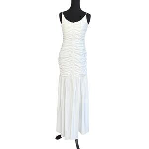 Bumpsuit white maternity maxi dress - spaghetti strap - nylon spandex - size L